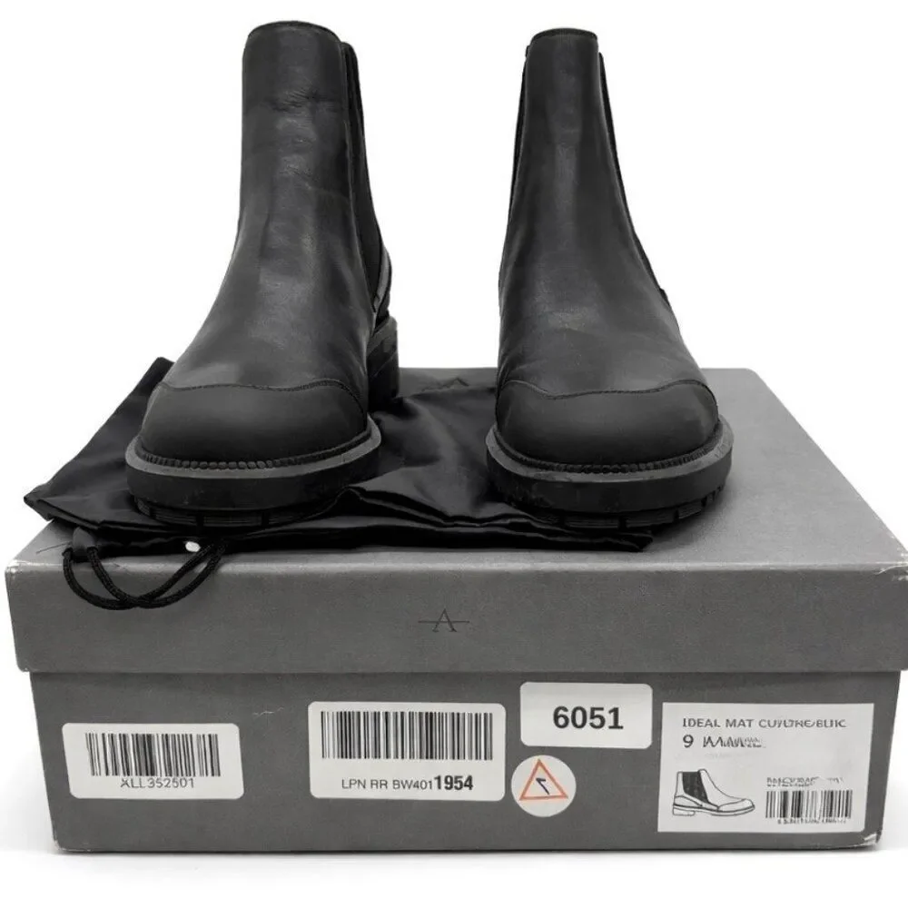 Aquatalia Leila Calf Leather Lug Sole Chelsea Boots Waterproof Women 9 Italian